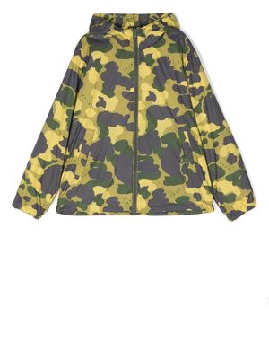 Marni Kids camouflage-print hooded jacket - Yellow