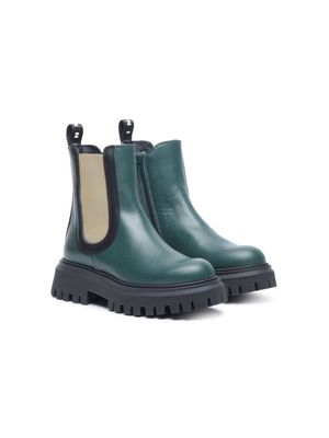 Marni Kids chunky ankle leather boots - Green