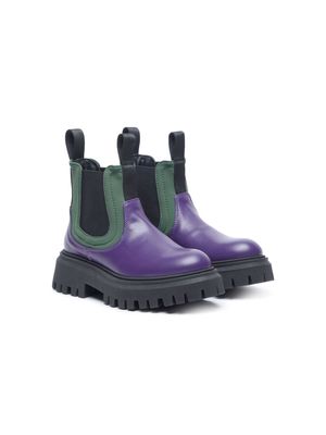 Marni Kids chunky ankle leather boots - Purple