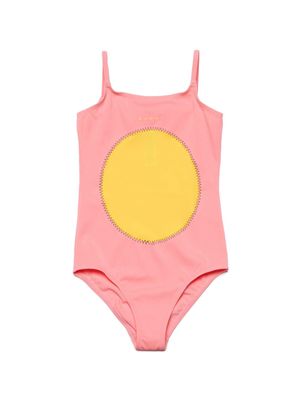 Marni Kids circle-motif panelled swimsuit - Pink