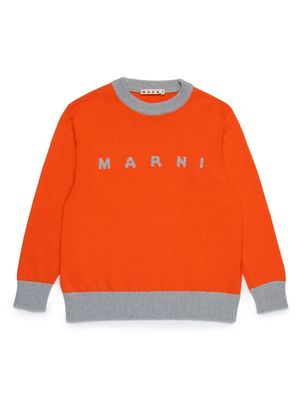 Marni Kids colour-block cotton jumper - Orange