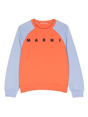 Marni Kids colour-block cotton sweatshirt - Orange