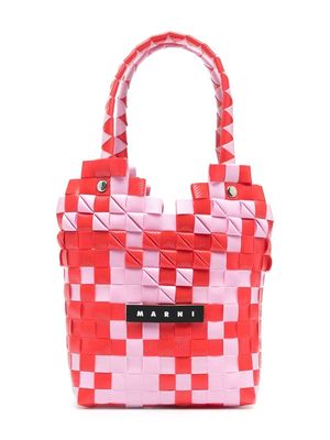 Marni Kids colour-block diamond basket bag - Pink