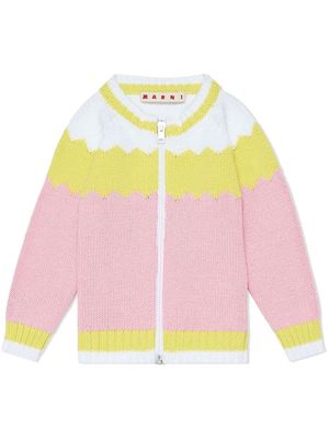 Marni Kids colour-block knitted cardigan - Pink