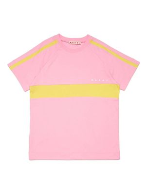 Marni Kids colour-block logo-print T-shirt - Pink
