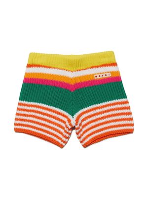 Marni Kids crochet-knit striped shorts - Orange