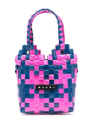 Marni Kids Diamond Basket woven tote bag - Pink