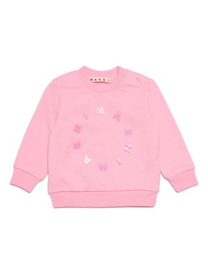 Marni Kids embossed-logo cotton sweatshirt - Pink