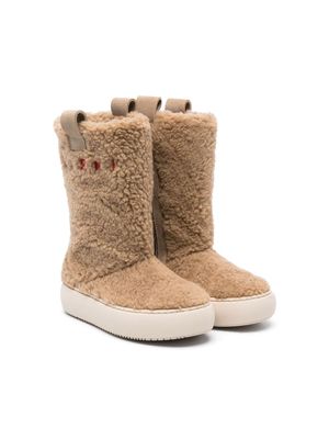 Marni Kids faux-shearling knee-length boots - Brown