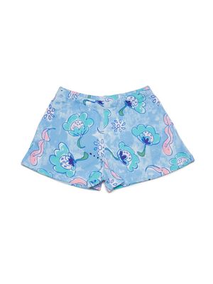Marni Kids floral-print cotton mini shorts - Blue