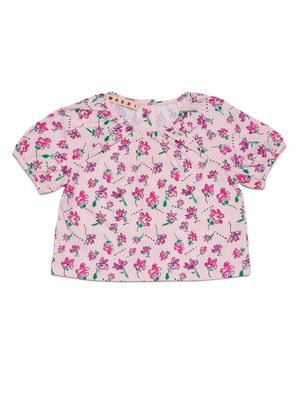 Marni Kids floral-print cotton T-shirt - Pink