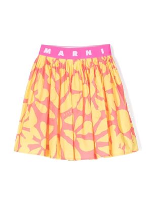 Marni Kids floral-print pleated skirt - Pink