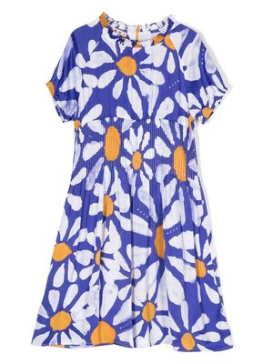 Marni Kids floral-print short-sleeve dress - Blue