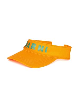 Marni Kids Gabardine logo-print visor - Orange