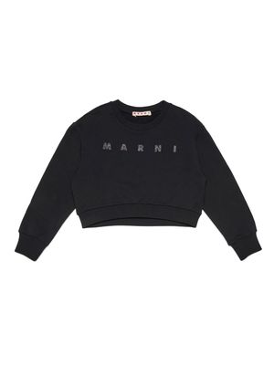 Marni Kids glittered-logo cotton sweatshirt - Black