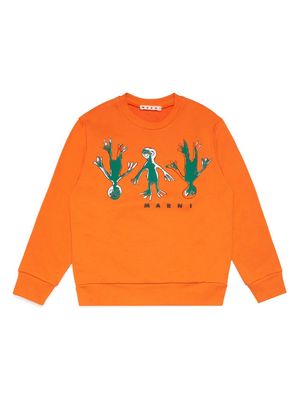 Marni Kids graphic-print cotton sweatshirt - Orange