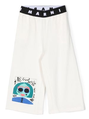 Marni Kids graphic-print cropped trousers - White