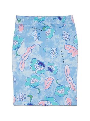 Marni Kids graphic-print skirt - Blue
