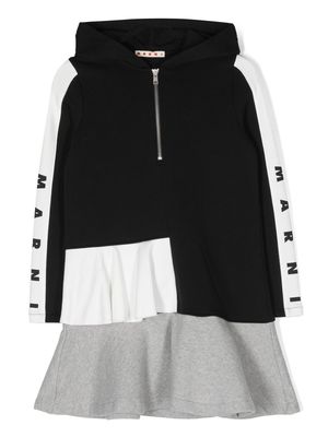 Marni Kids hooded colour-block dress - Black