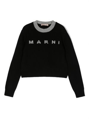 Marni Kids intarsia-knit logo jumper - Black