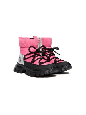 Marni Kids knitted-ankle hiking boots - Pink