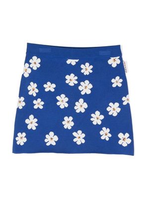 Marni Kids knitted floral mini skirt - Blue