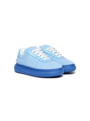 Marni Kids lace-up leather and cotton sneakers - Blue