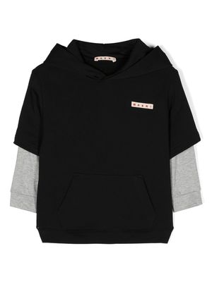 Marni Kids layered cotton hoodie - Black