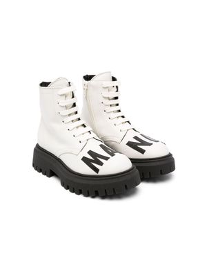 Marni Kids logo-appliqué chunky boots - White