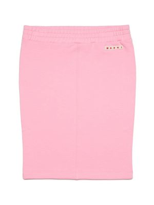 Marni Kids logo-appliqué cotton pencil skirt - Pink