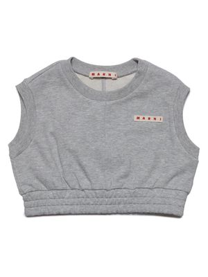 Marni Kids logo-appliqué cotton sleeveless sweatshirt - Grey