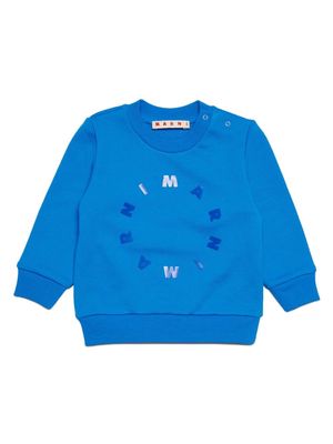Marni Kids logo-appliqué cotton sweatshirt - Blue