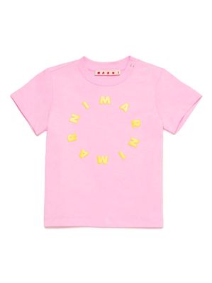 Marni Kids logo-appliqué cotton T-shirt - Pink