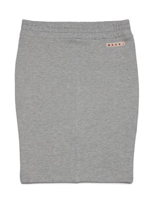 Marni Kids logo-appliqué cotton track skirt - Grey