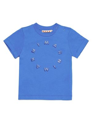 Marni Kids logo-appliqué jersey T-shirt - Blue