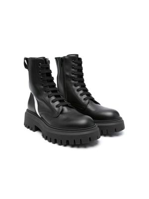 Marni Kids logo-appliqué leather boots - Black