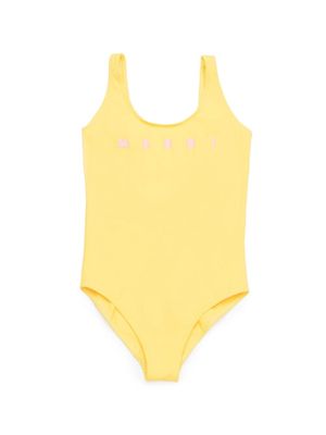 Marni Kids logo-appliqué swimsuit - Yellow