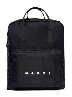 Marni Kids logo-appliqué zipped backpack - Black