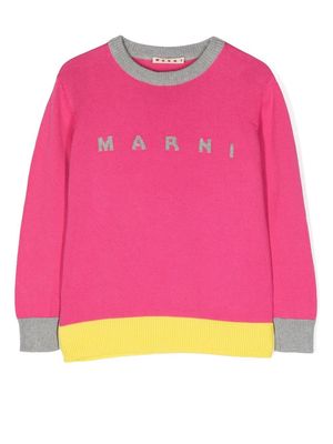 Marni Kids logo-detail knit jumper - Pink