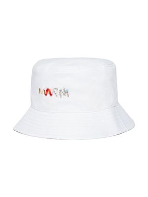 Marni Kids logo-embellished cotton bucket hat - White