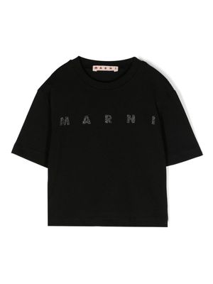 Marni Kids logo-embellished cotton T-shirt - Black