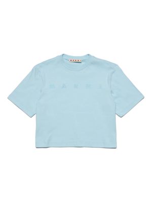 Marni Kids logo-embellished cotton T-shirt - Blue