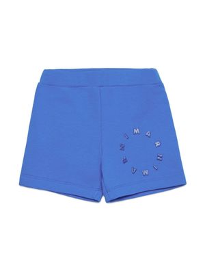 Marni Kids logo-embossed fleece cotton shorts - Blue