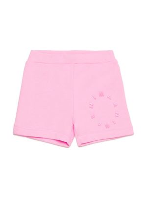 Marni Kids logo-embossed fleece cotton shorts - Pink
