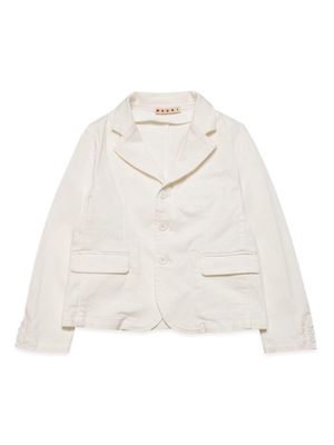 Marni Kids logo-embroidered cotton blazer - White