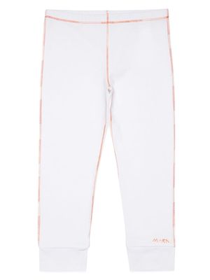 Marni Kids logo-embroidered cotton-blend leggings - White