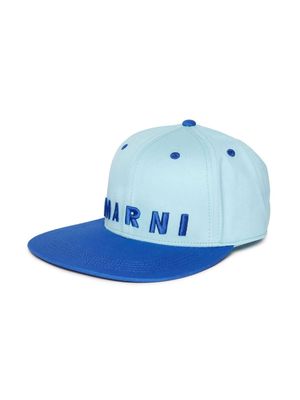 Marni Kids logo-embroidered cotton cap - Blue