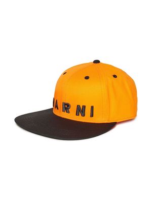 Marni Kids logo-embroidered cotton cap - Orange