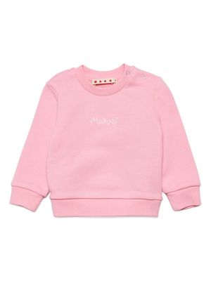 Marni Kids logo-embroidered cotton sweatshirt - Pink
