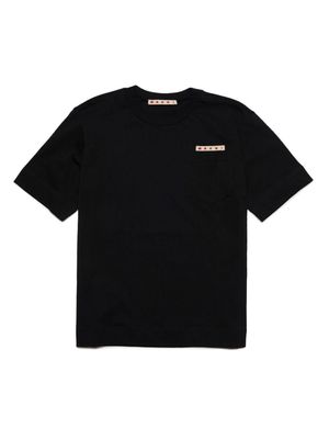Marni Kids logo-embroidered cotton T-shirt - Black